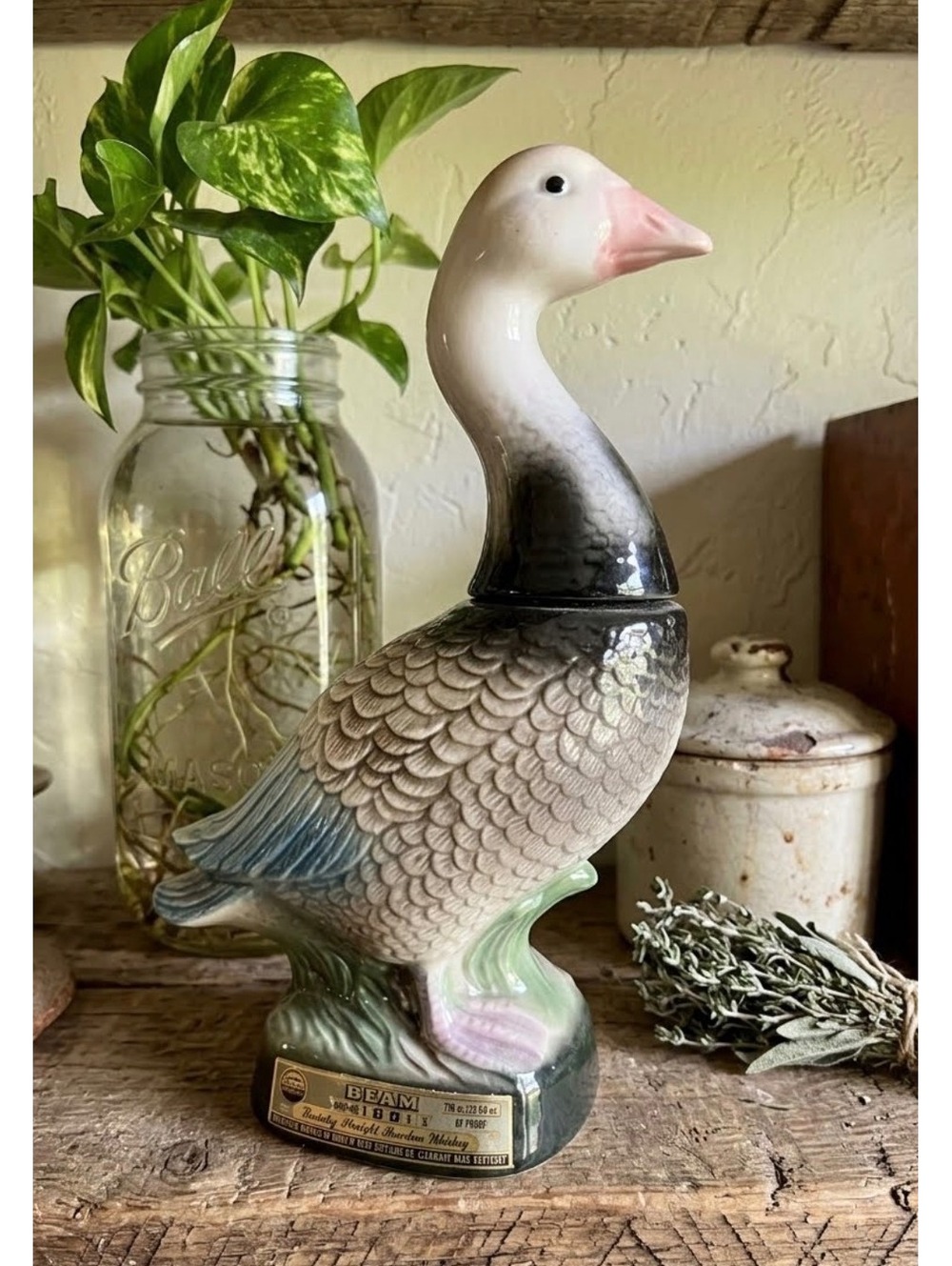 Vintage Beam 100 Months Old Kentucky Straight Bourbon Whiskey Goose Decanter
